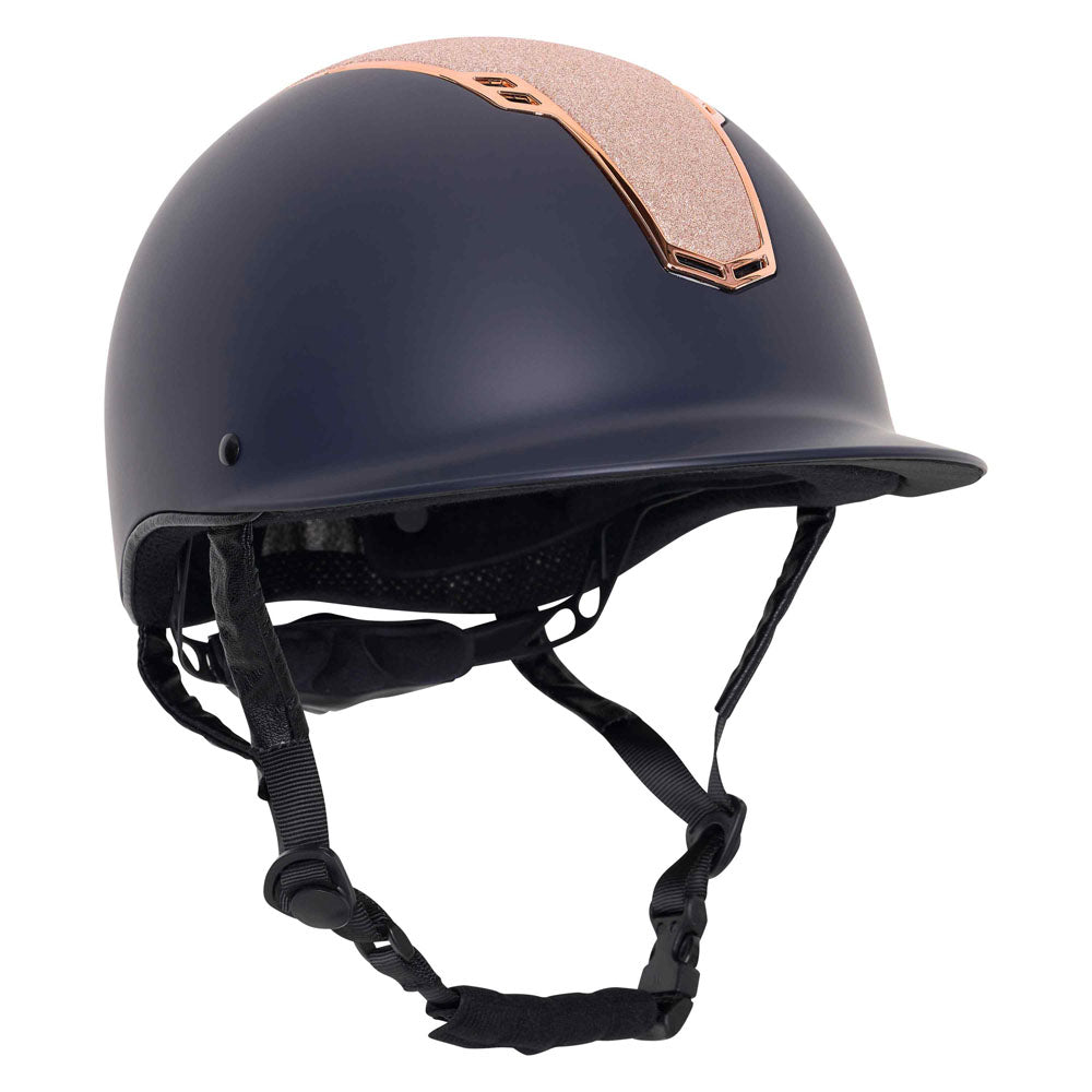 Casque d'équitation pour cavalières du 51 au 61 Imperial Riding Olania marine avec top rose