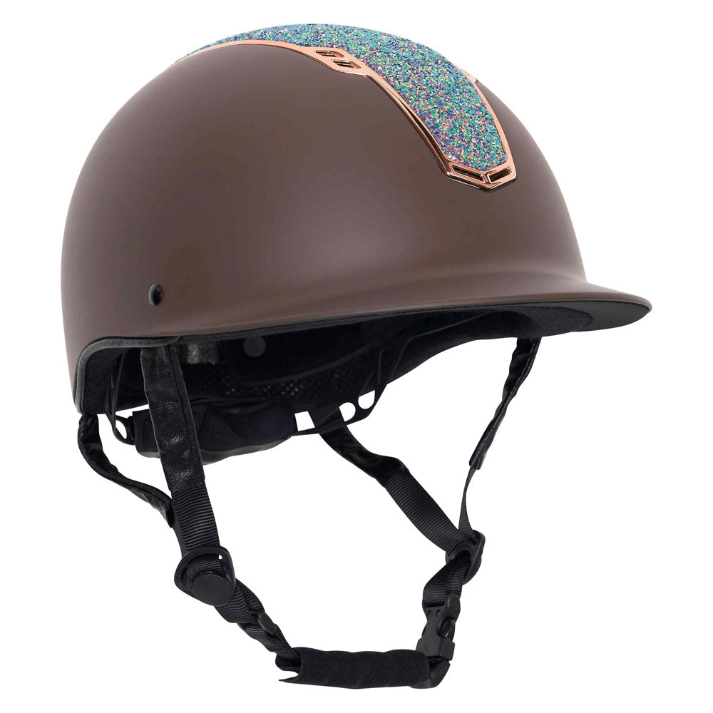 Casque d'équitation pour cavalières du 51 au 61 Imperial Riding Olania marron avec top multicolore
