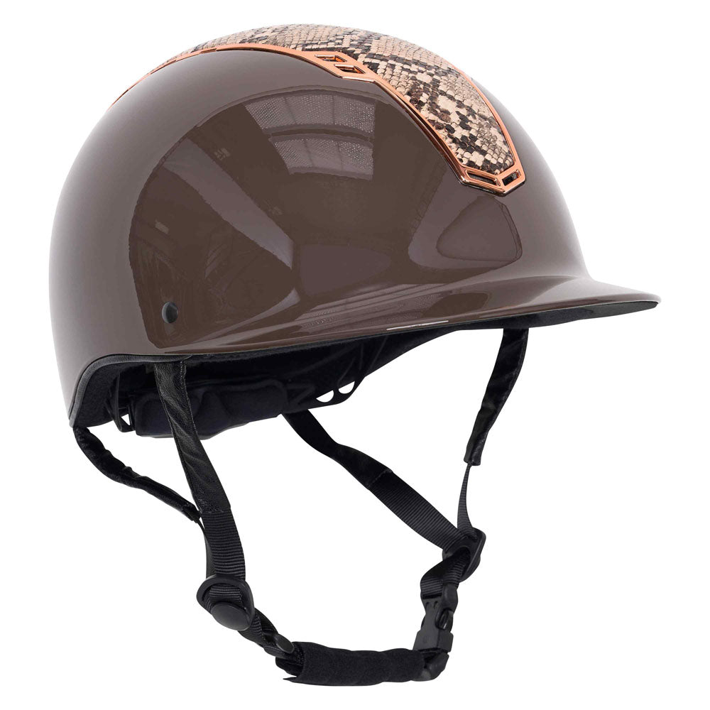 Casque d'équitation pour cavalière du 51 au 61 Imperial Riding Olania Snake marron shiny