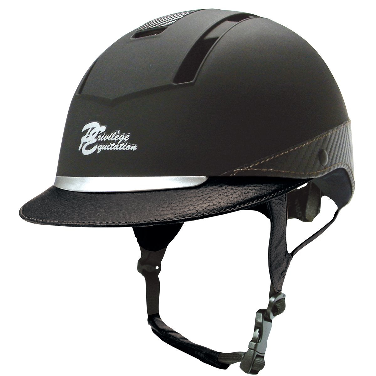 Profil du casque Privilège Equitation Confort noir avec visière noir