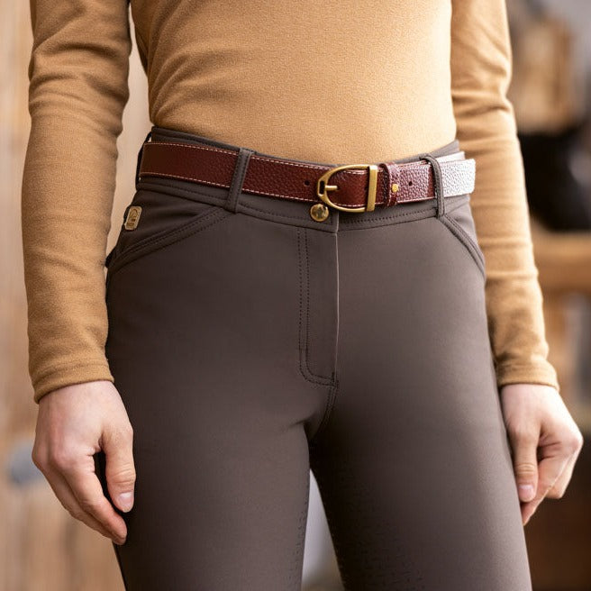 Ceinture en cuir grainé pour femmes HKM Marrakesh marron