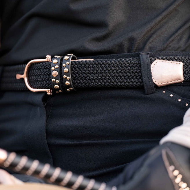 Ceinture élastique pour femme HKM Rosegold Glamour noir