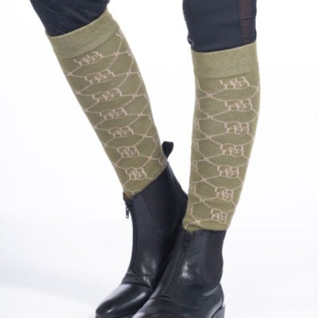 Chaussettes d'équitation pour femmes HKM Edinburgh olive