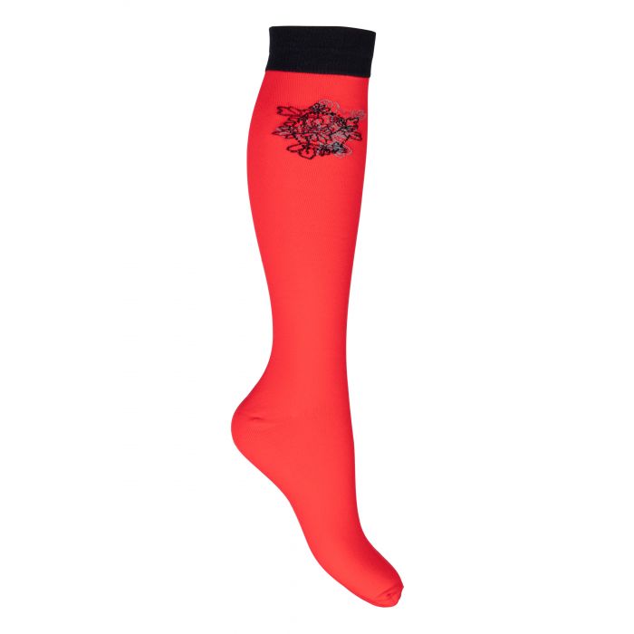 Chaussettes hautes d'équitation pour femme HKM Savona corail