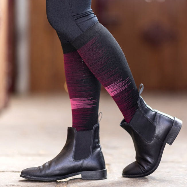 Chaussettes hautes d'équitation avec effet de compression pour cavalières du 35 au 42 HKM Shape bordeaux