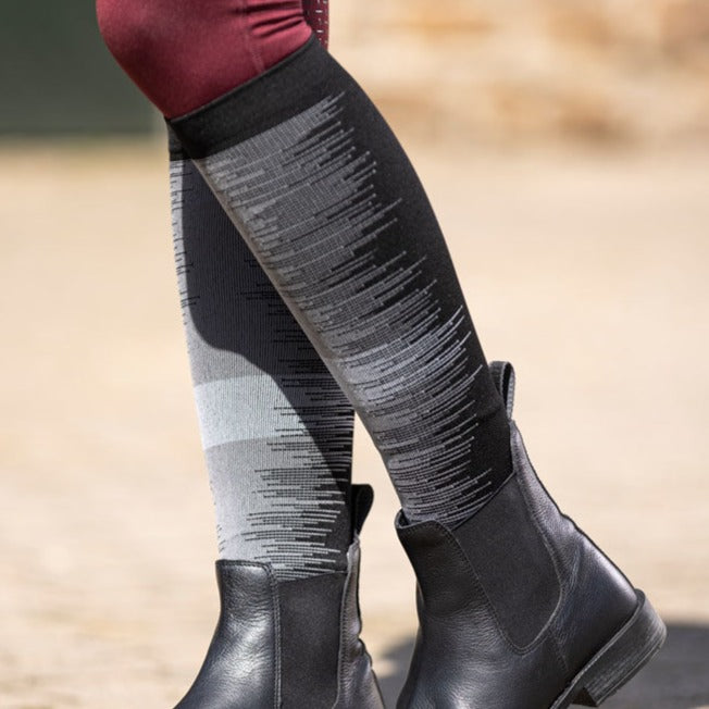 Chaussettes hautes d'équitation avec effet de compression pour cavalières du 35 au 42 HKM Shape noir