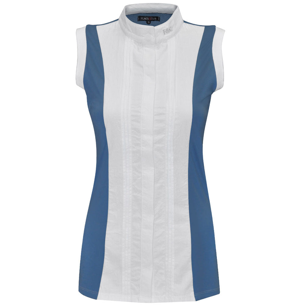 Chemise de concours pour cavalières Flags&Cup Diamantina sans manches bleue