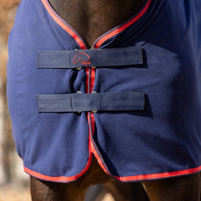 Chemise séchante polaire pour poneys et chevaux du 115 au 165 cms HKM Equine Sports détail fermeture poitrail