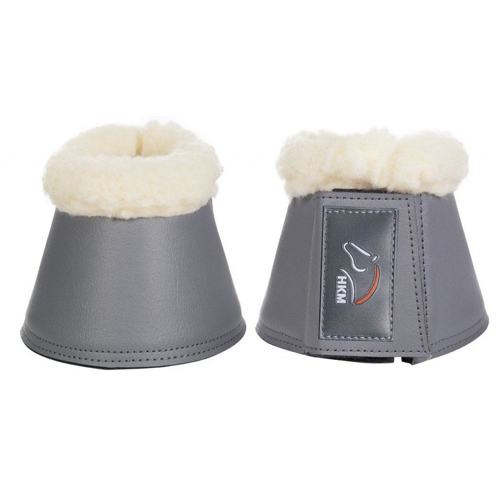 Cloches pour poneys et chevaux HKM Comfort gris effet cuir