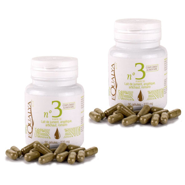 Compléments alimentaires Equalya au lait de jument 100% français et bio n°3 avec Angélique, Romarin et Artichaut lot de 2