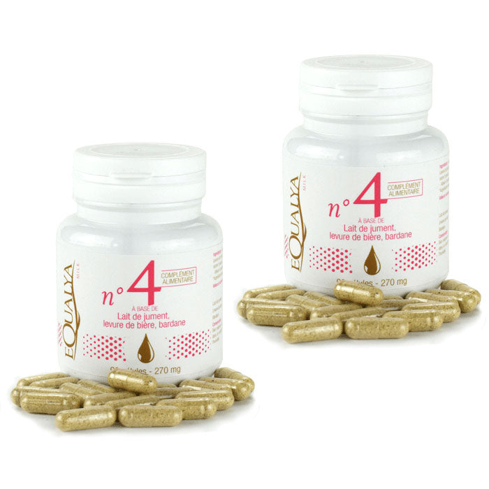 Compléments alimentaires Equalya au lait de jument 100% français et bio n°4 avec levure de bière et Bardane lot de 2