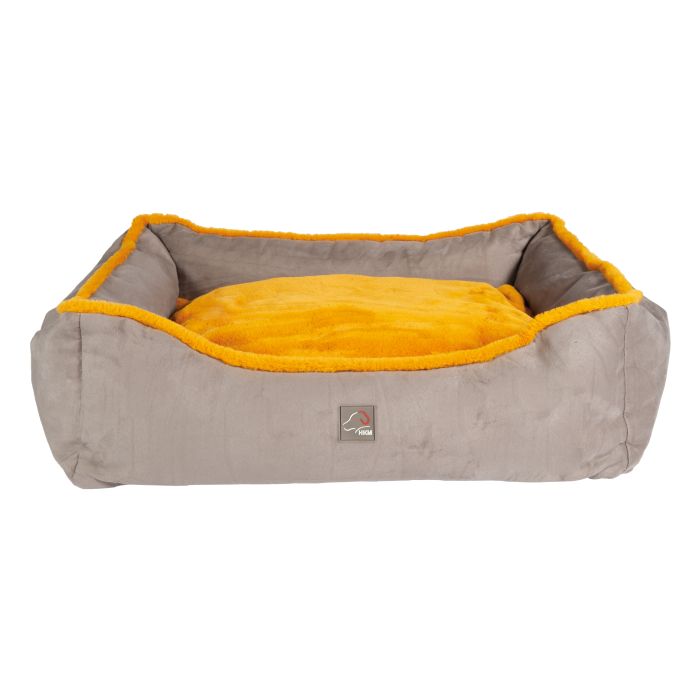 Coussin pour chien HKM Anam Cara taupe et jaune orangé