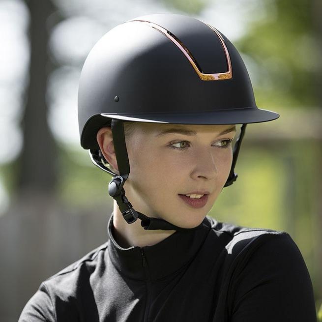 Casque d'équitation pour enfants et adultes HKM Lady Shield noir avec liseré rose