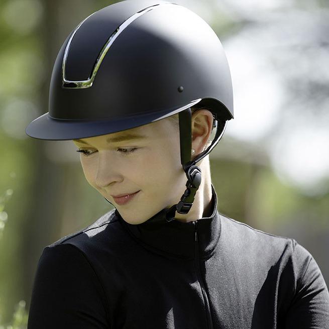 Casque d'équitation pour enfants et adultes HKM Lady Shield noir avec liseré argent
