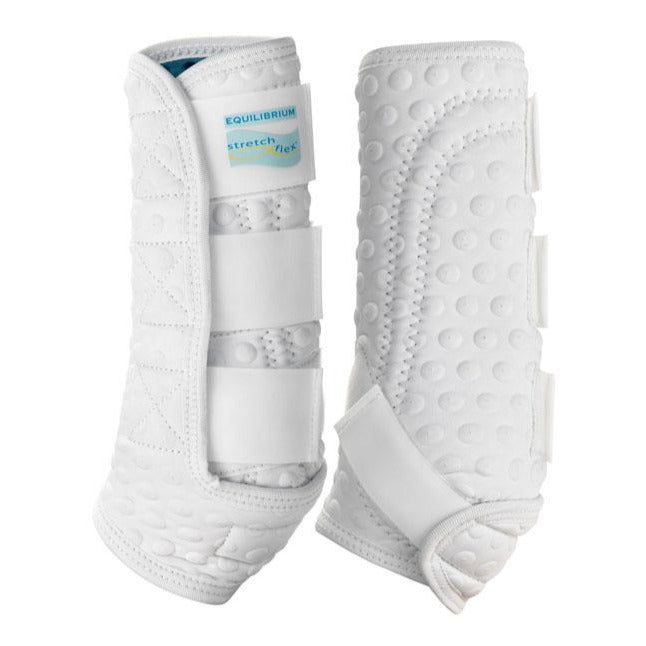 Guêtres de travail sur le plat pour poneys et chevaux Equilibrium Stretch&Flex intégrales blanches