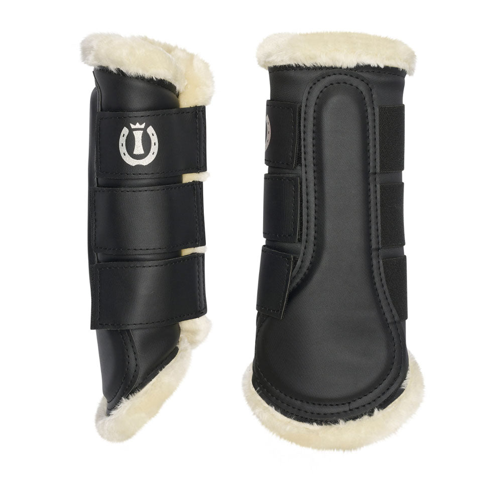 Guêtres de dressage doublées de mouton synthétique pour poneys et chevaux Imperial Riding Classic noir