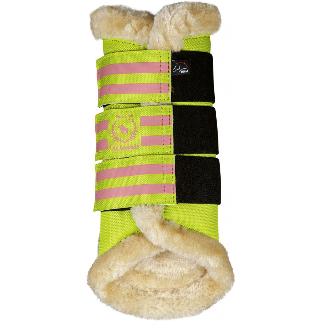 Guêtres de dressage pour poneys et chevaux HKM Classic Polo vert pomme