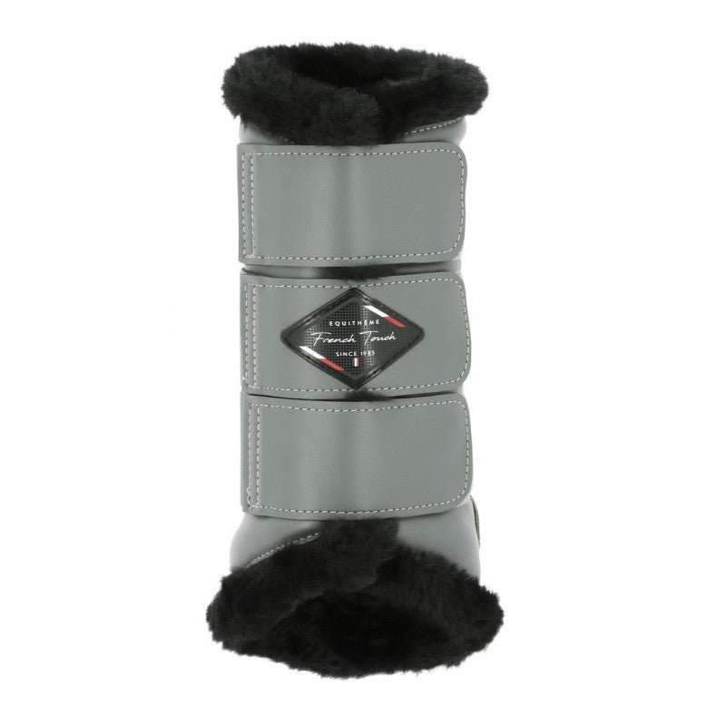 Guêtres fermées doublées de mouton synthétique pour chevaux HKM French Touch gris