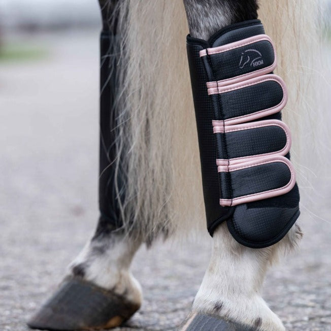 Guêtres fermées pour poneys et chevaux HKM Rosegold Glamour noir pour postérieurs