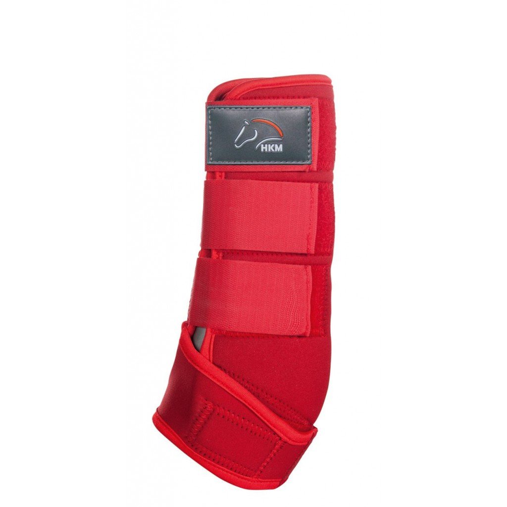 Guêtres de dressage pour poneys et chevaux HKM Colors rouge