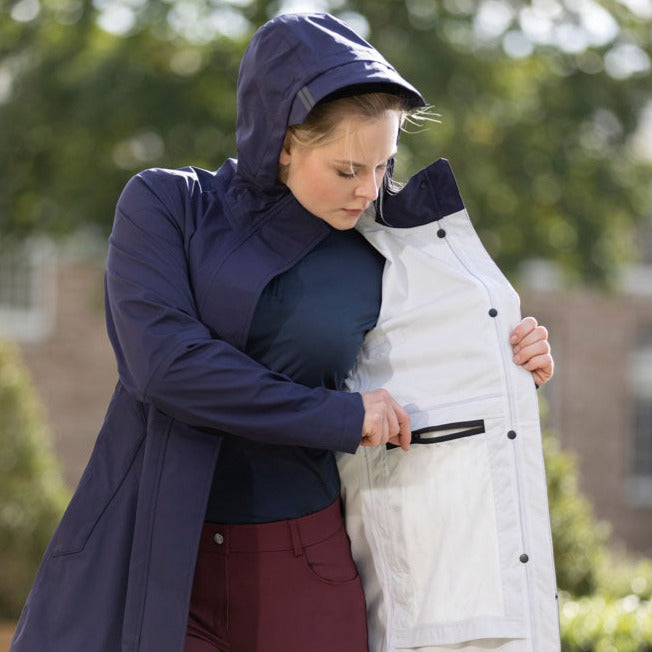 Imperméable long pour cavalière du XS au XXL HKM Chic marine