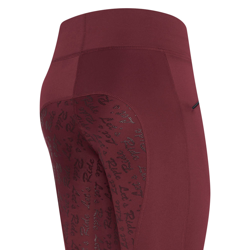 Legging d'équitation pour femme du 32 au 46 Easy Rider Dietse full grip doublé polaire bordeaux