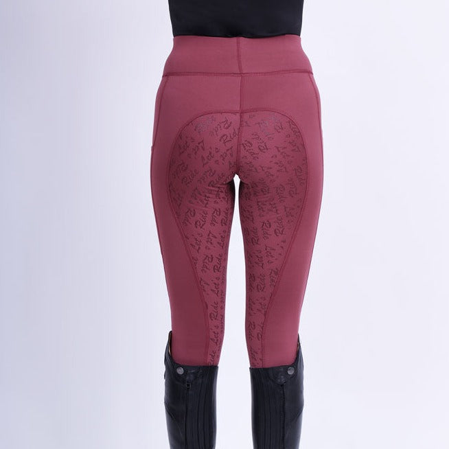 Legging d'équitation pour femme du 32 au 46 Easy Rider Dietse full grip doublé polaire rose