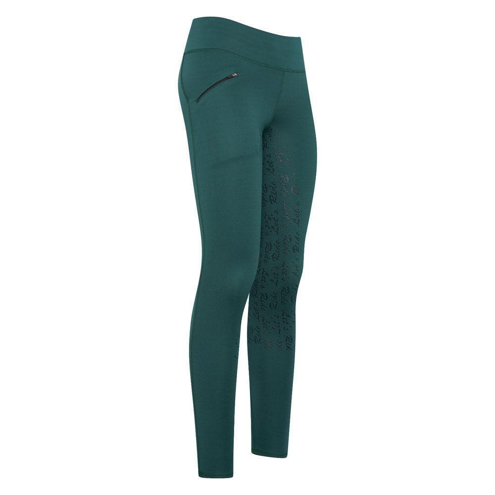 Legging d'équitation pour femme du 32 au 46 Easy Rider Dietse full grip doublé polaire vert