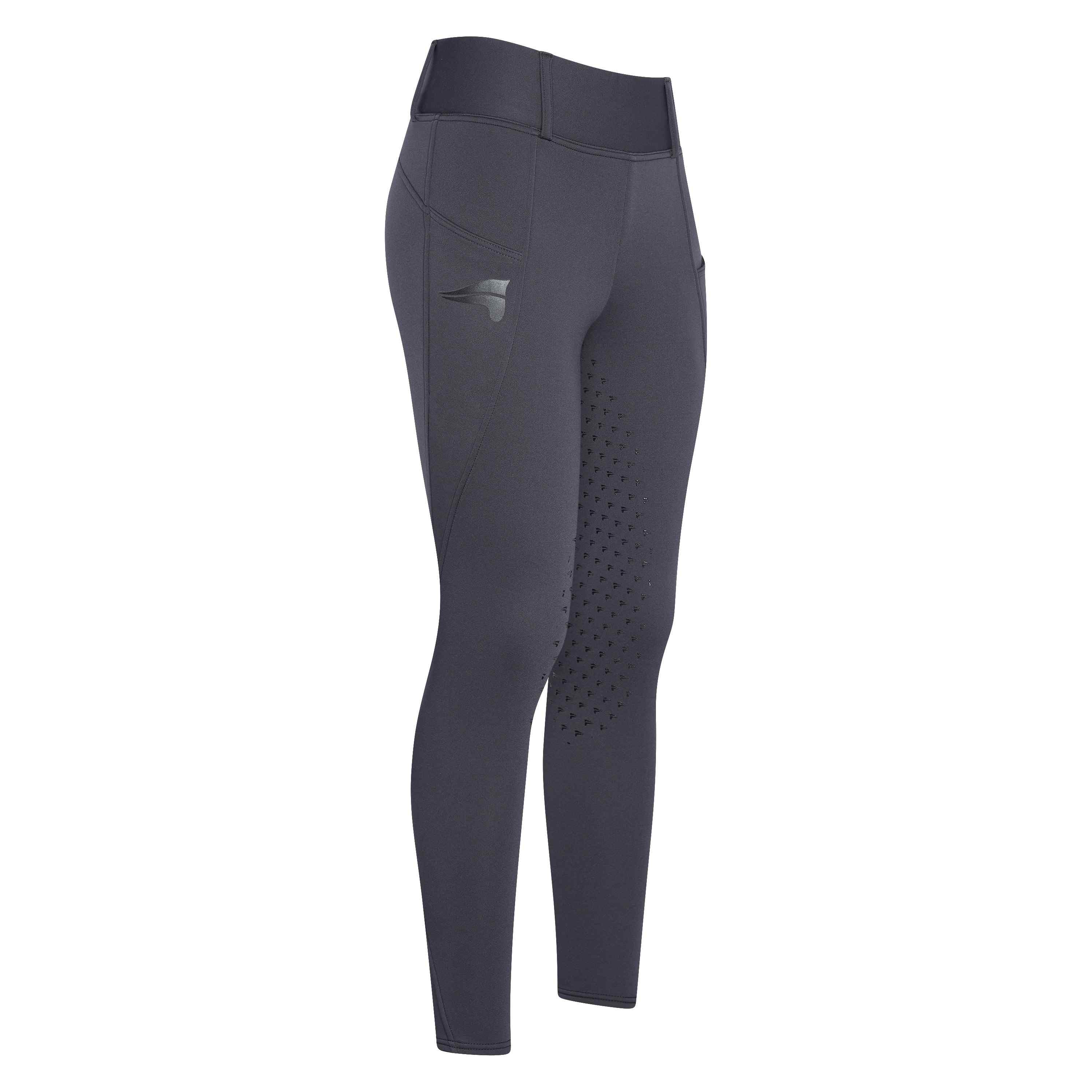 Legging d'équitation pour femme du 32 au 46 Easy Rider Don full grip et ceinture large gris ardoise