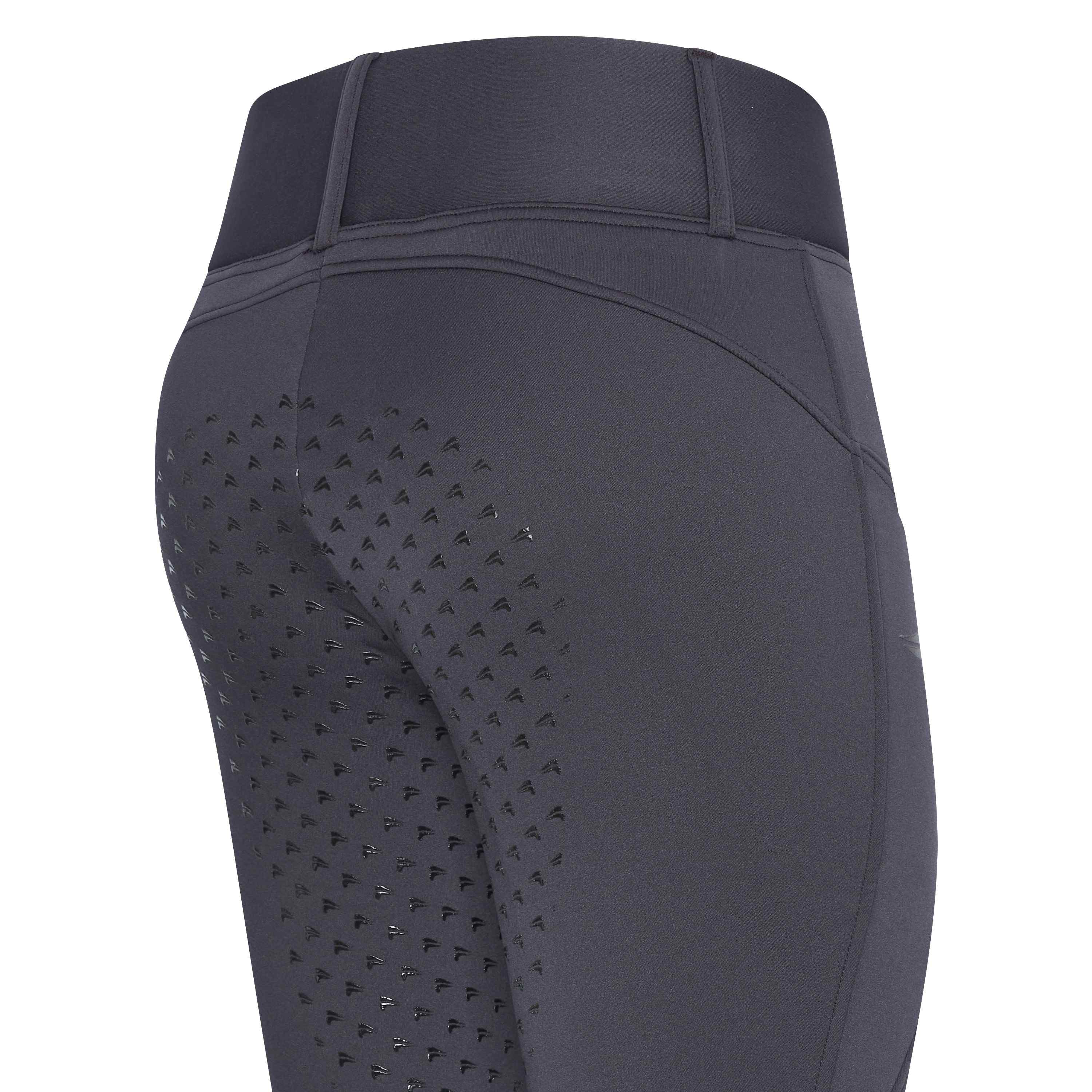 Legging d'équitation pour femme du 32 au 46 Easy Rider Don full grip et ceinture large gris ardoise détails