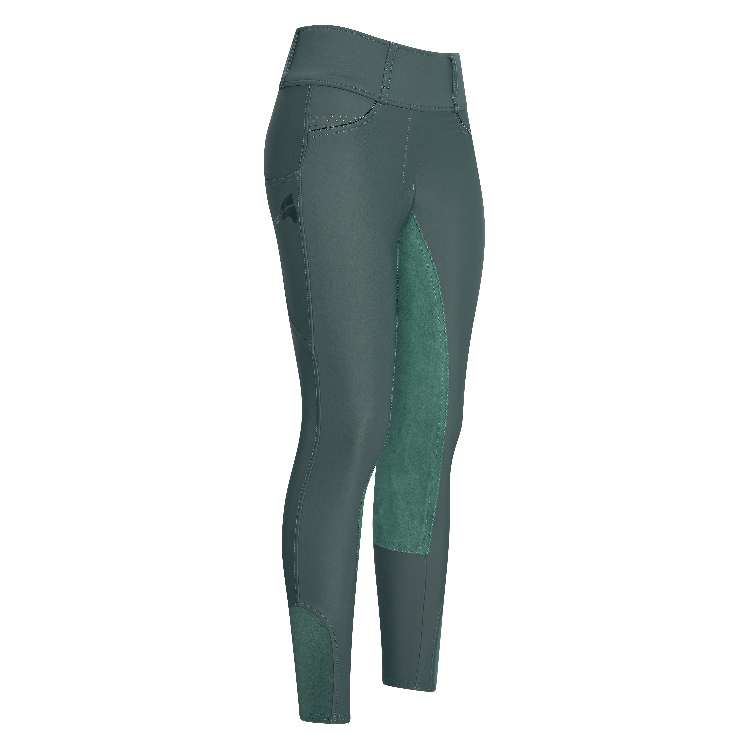 Legging d'équitation pour cavalières du 32 au 46 Easy Rider Maxima fond peau vert