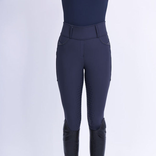 Legging d'équitation pour femme du 32 au 46 Easy Rider Maxima full grip marine
