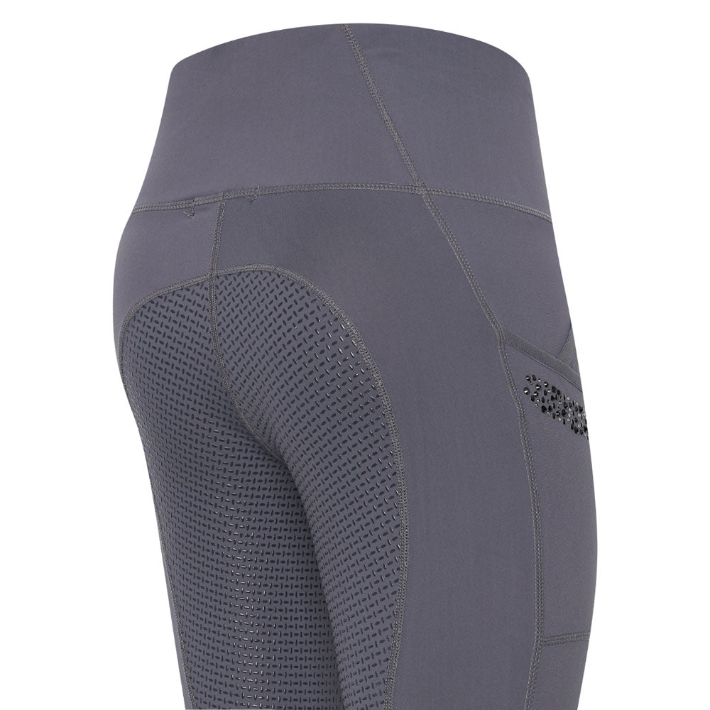 Legging d'équitation pour cavalières du 32 au 46 proposant deux longueurs de jambe Euro-Star Breez Fashion full grip gris