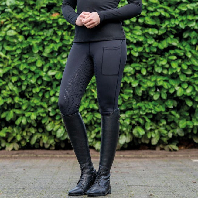 Legging équitation femme du 32 au 46 HKM Flow full grip noir