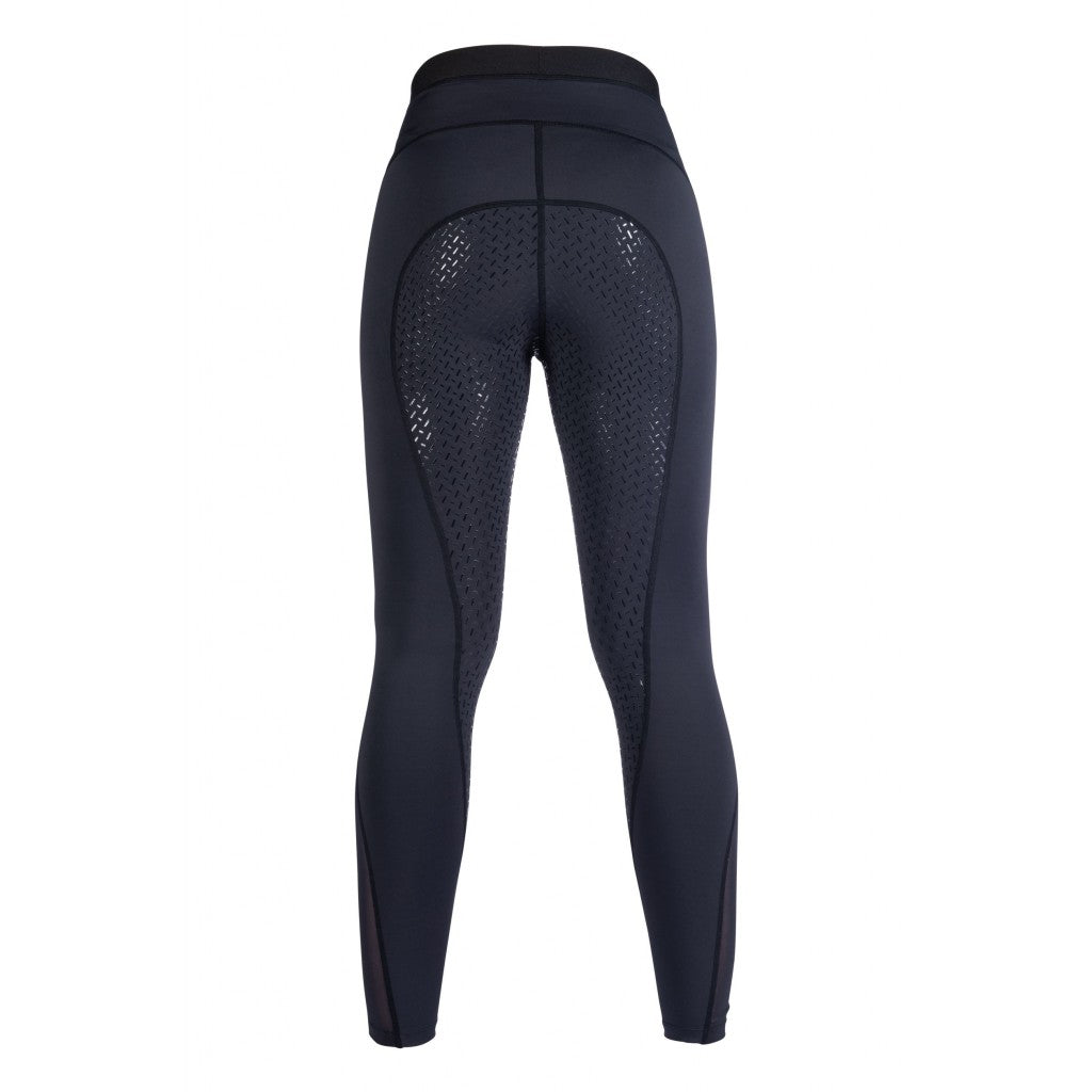 Legging équitation femme du 32 au 46 HKM Flow full grip noir détail fond silicone