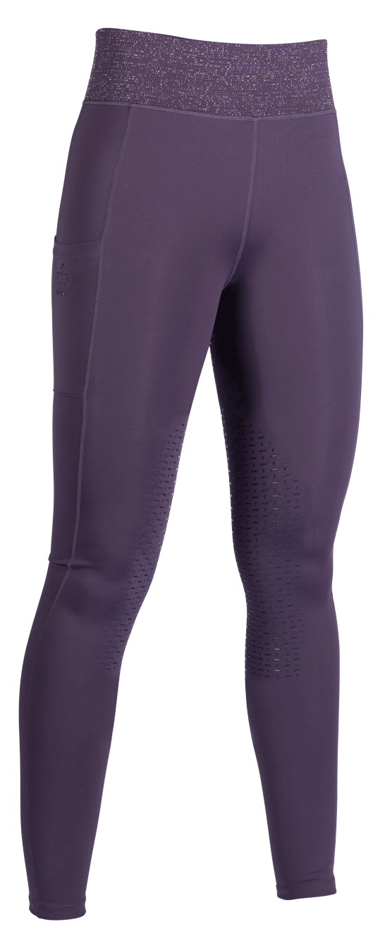 Legging d'équitation pour cavalières du 32 au 46 HKM Lavender Bay basanes grip violet