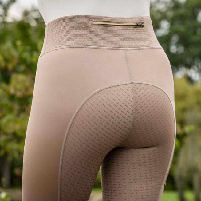 Legging d'équitation pour femme du 32 au 46 HKM Lavender Bay full grip café