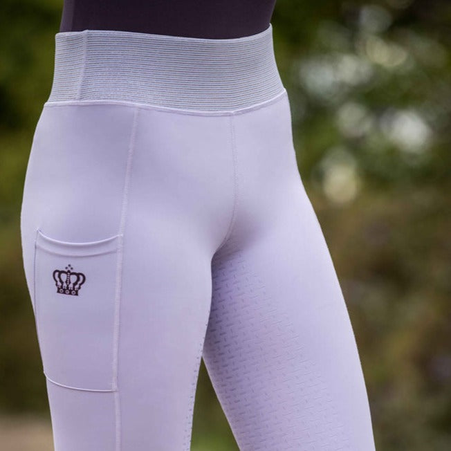 Legging d'équitation pour femme du 32 au 46 HKM Lavender Bay full grip lavande