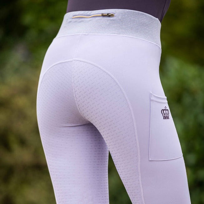 Legging d'équitation pour femme du 32 au 46 HKM Lavender Bay full grip lavande