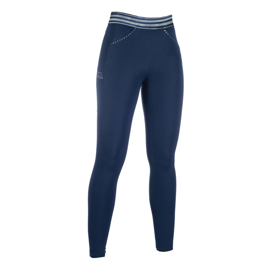 Legging équitation femme du 34 au 44 HKM Lurex full grip marine