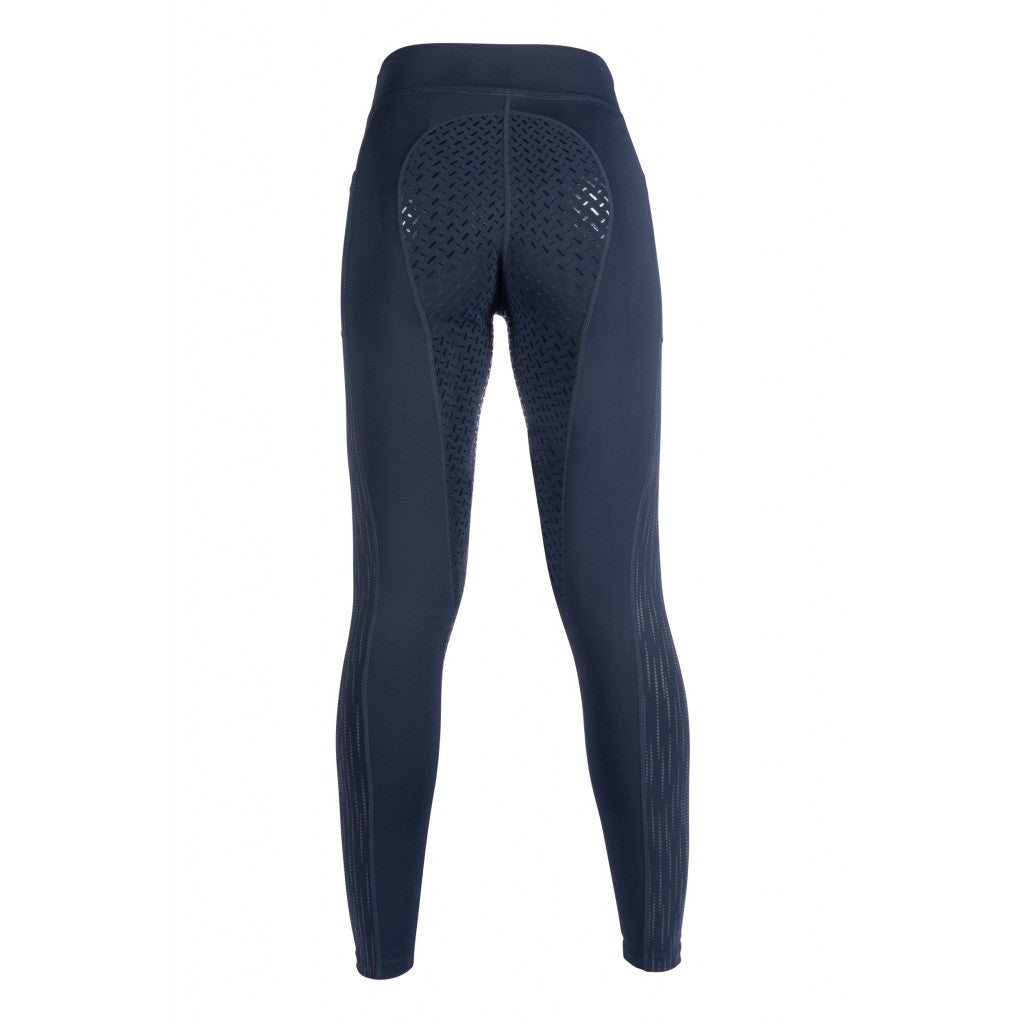 Legging équitation femme du 32 au 46 HKM Flow Reflective marine détail full grip