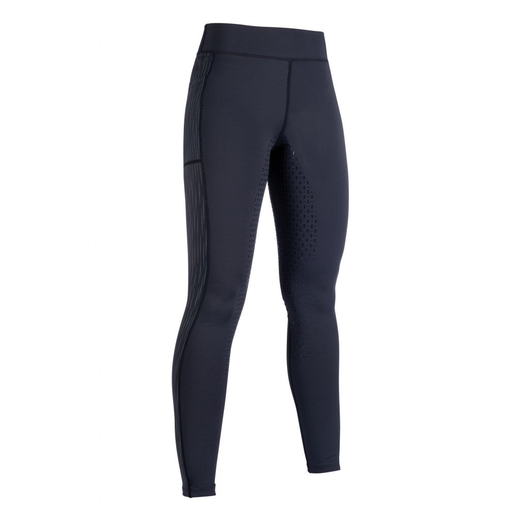 Legging équitation femme du 32 au 46 HKM Flow Reflective full grip noir