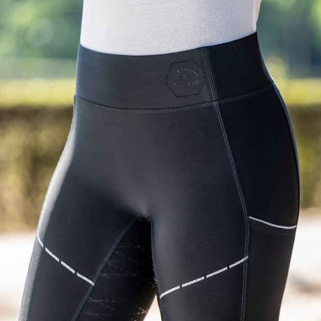 Legging d'équitation pour femme du 32 au 46 HKM Savona full grip noir