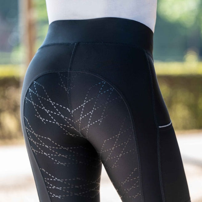 Legging d'équitation pour femme du 32 au 46 HKM Savona full grip noir