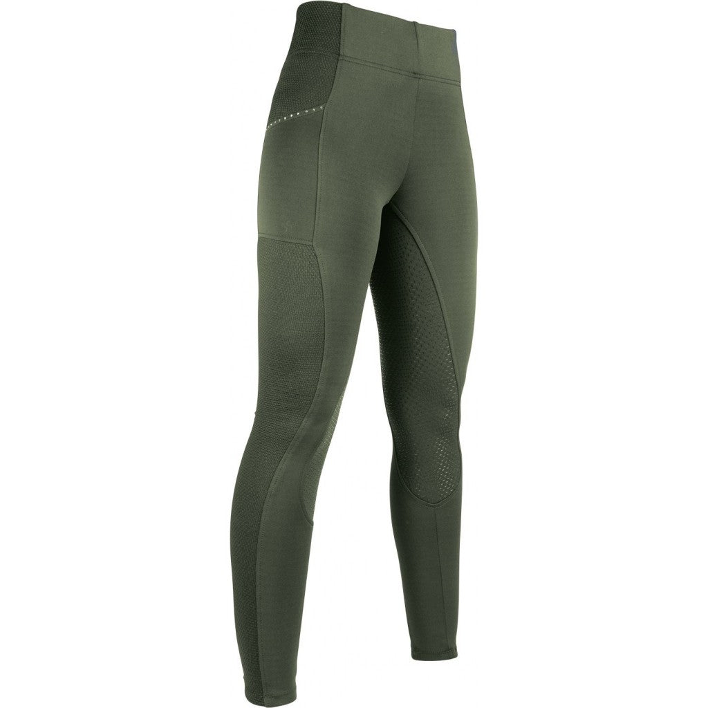 Legging d'équitation full grip pour cavalières du 32 au 46/48 HKM Mesh vert kaki