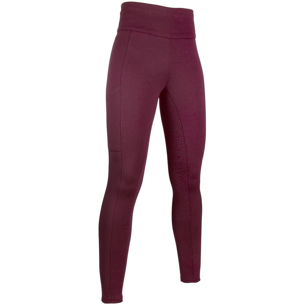 Legging d'équitation fond intégral silicone pour cavalières HKM Cosy bordeaux