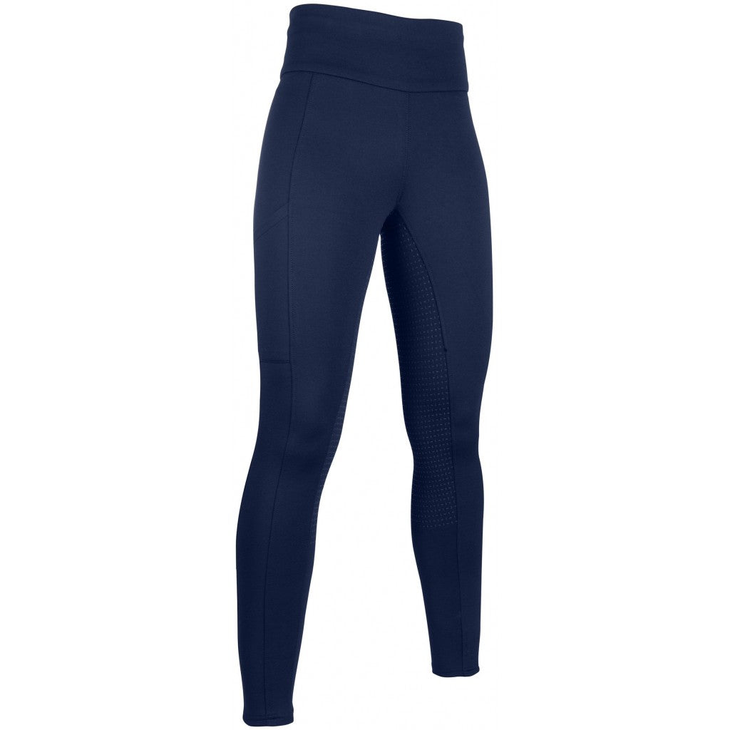Legging d'équitation fond intégral silicone pour cavalières HKM Cosy marine