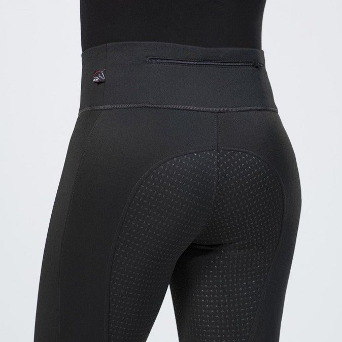 Legging d'équitation fond intégral silicone pour cavalières HKM Cosy noir porté détail arrière