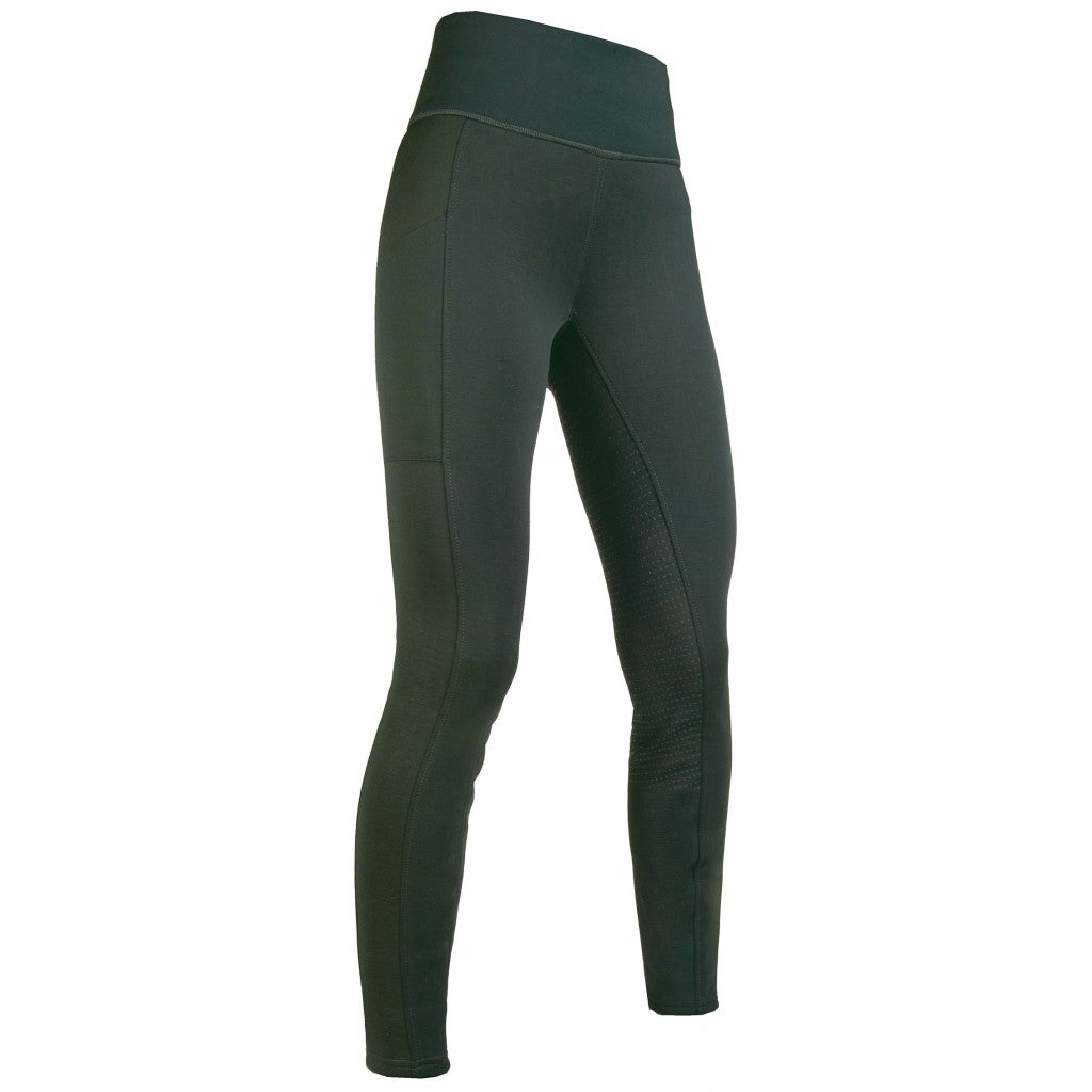 Legging d'équitation fond intégral silicone pour cavalières HKM Cosy vert