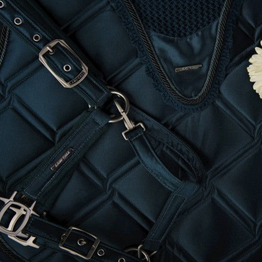 Licol en tissu satiné doublé polaire pour chevaux Lami-Cell Aurora marine